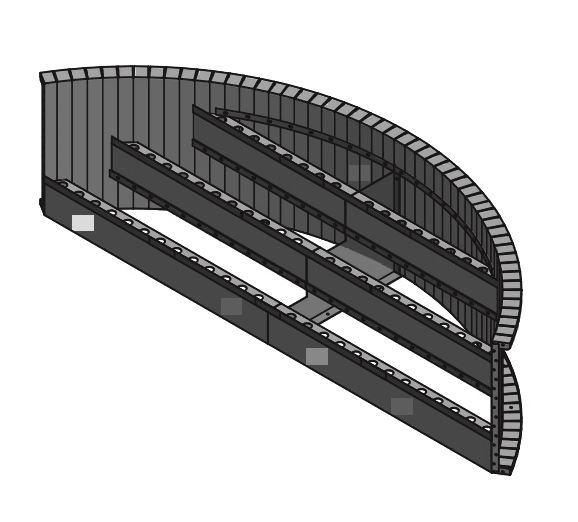 8' Radius Extended 1st Tread Style Steel 42" Step